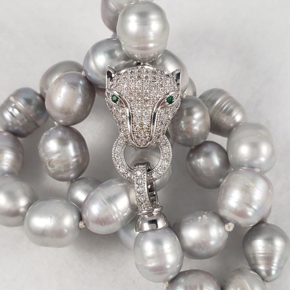 REAL - 11mm Gray Pearl Necklace - Picture 2 of 6